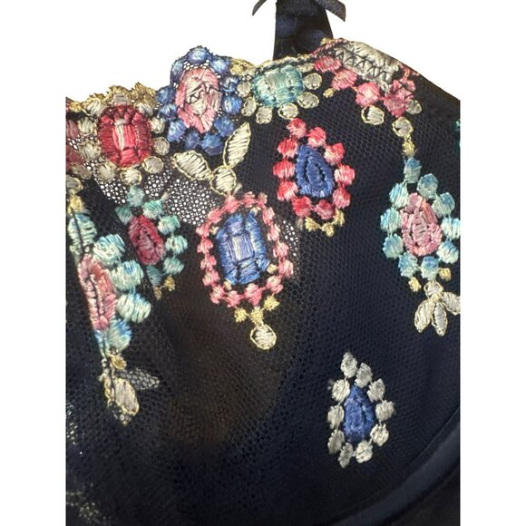 Victorias Secret Dream Angels Navy Floral Pushup Without Padding Bra 32D NWT - Picture 2 of 5